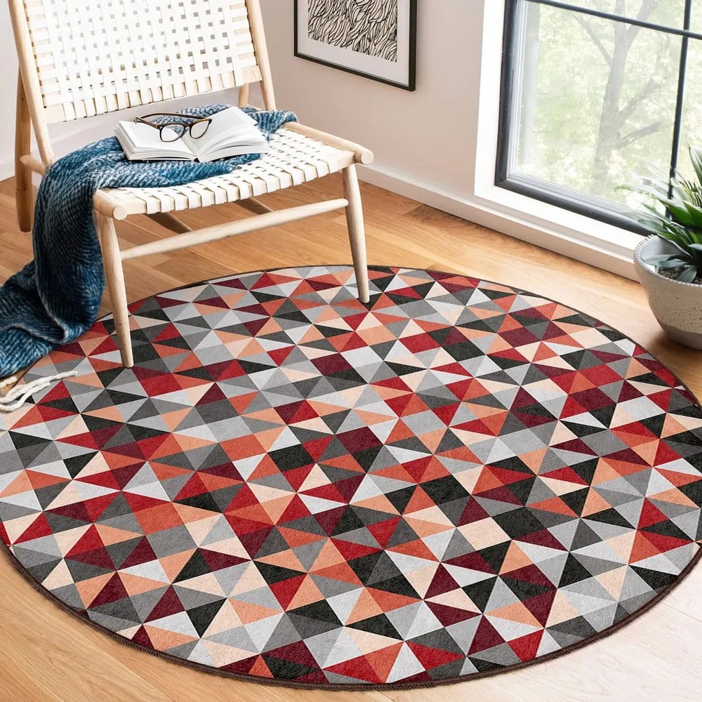 Tappeto rotondo rosso/grigio lavabile ø 150 cm Ignite – Mila Home