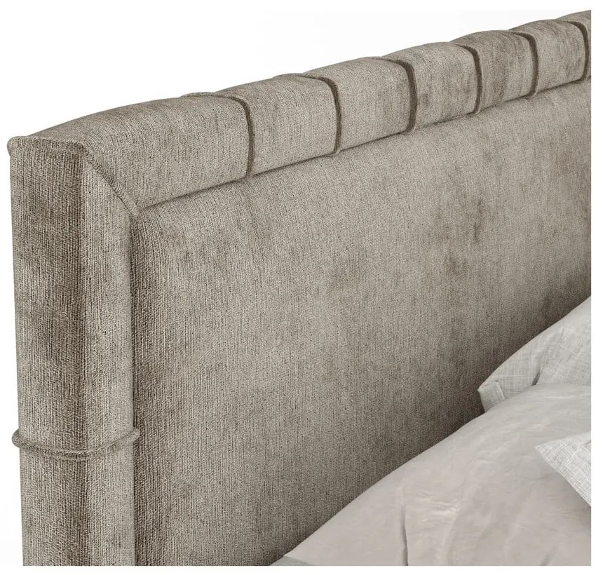 Letto boxspring beige con spazio contenitivo 180x200 cm Voyage - Maison de Rêve