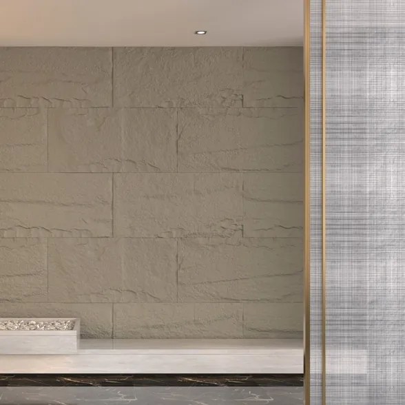 Pannello decorativo effetto roccia pietra 3D set 10 pz 7,2 mt2 rivestimento murale in PU 120 x 60 x 3 Grigio Cemento