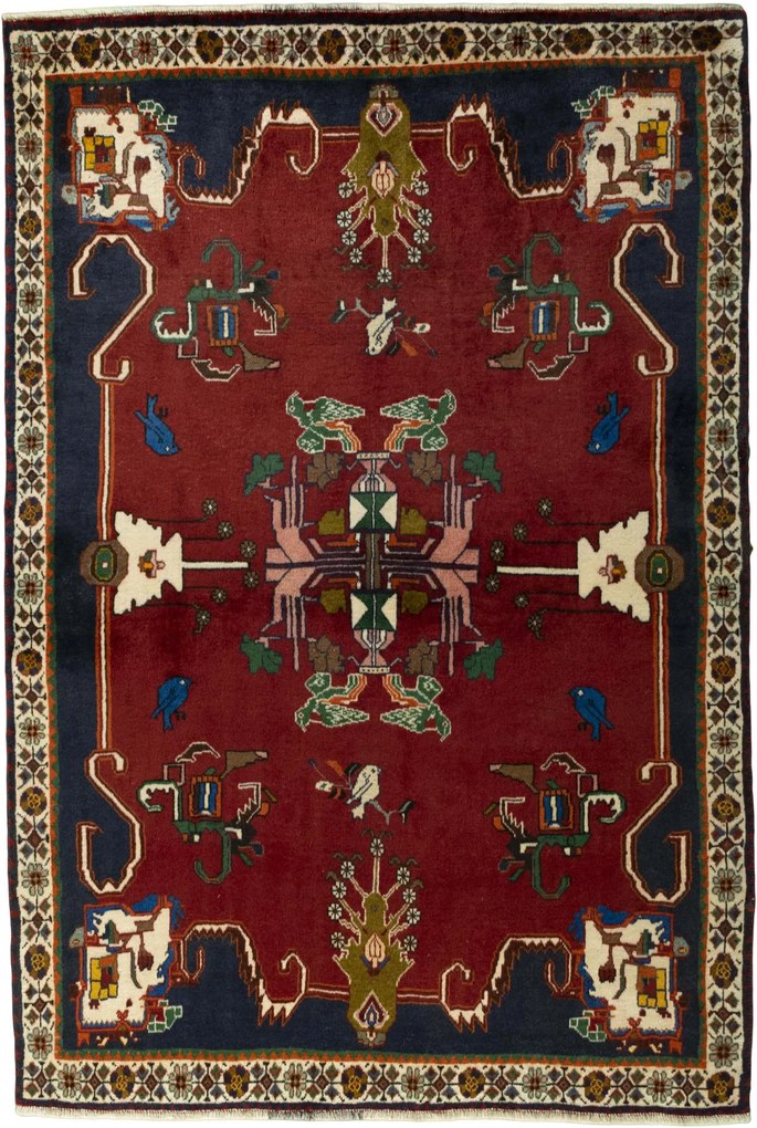 Gabbeh Tappeto 130x190 Rosso (Iran) Annodato A Mano