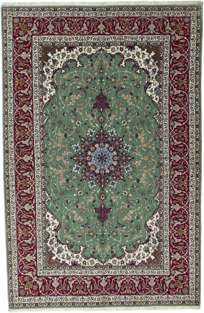 Isfahan Tappeto persiano 160x250 Verde (Iran) Annodato A Mano