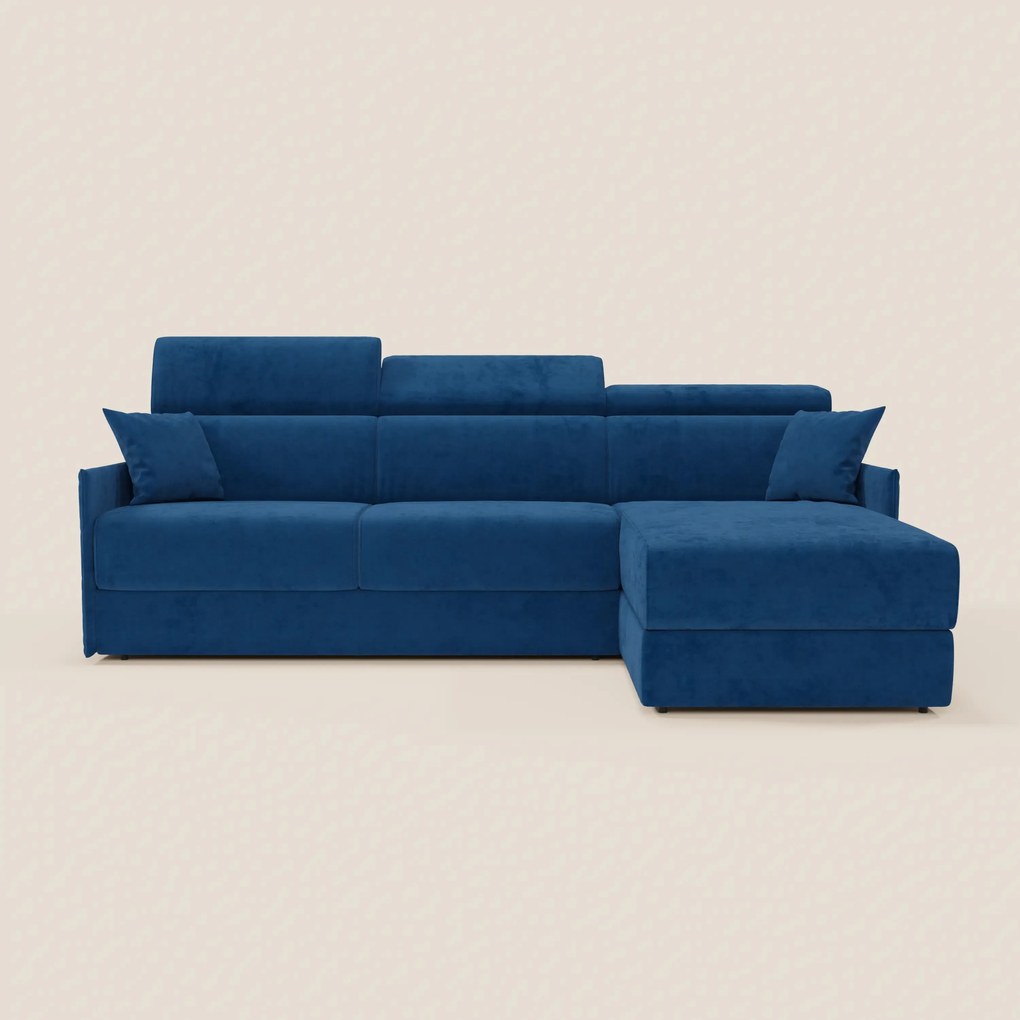 Miryam divano letto angolare compatto - poggiatesta reclinabili e penisola contenitore in tessuto smacchiabile T31