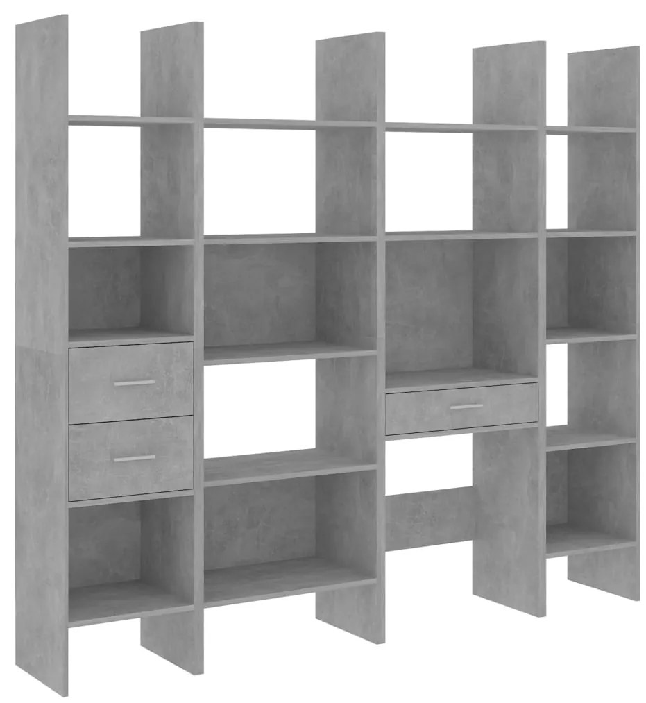 Libreria 4 pz Grigio Cemento in Truciolato