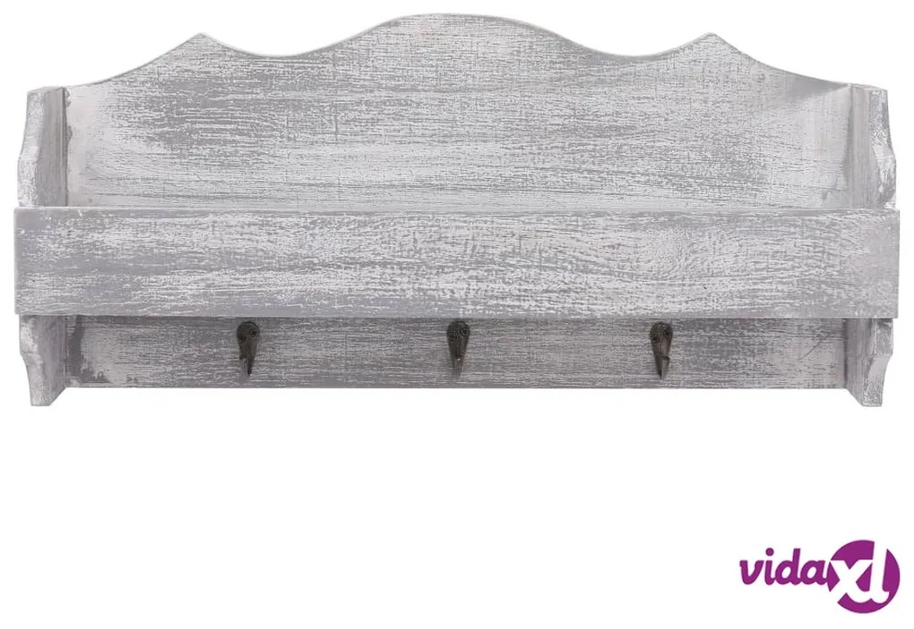 vidaXL Appendiabiti a Muro Grigio 50x10x23 cm in Legno