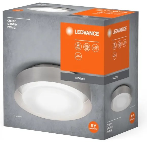 Ledvance - Plafoniera ORBIS MADRID 2xE27/10W/230V cromo opaco