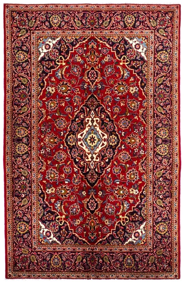 Kashan Tappeto persiano 140 x 210 Rosso (Iran) Annodato A Mano