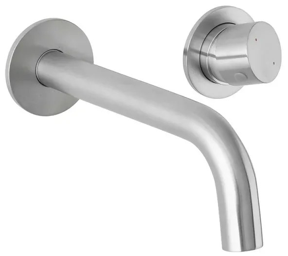 Miscelatore lavabo a muro satinato senza leva in acciaio inox Gemini