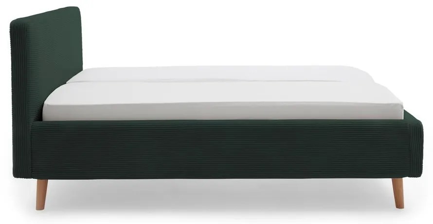 Letto matrimoniale imbottito verde scuro rete non inclusa 160x200 cm Mattis Cord – Meise Möbel