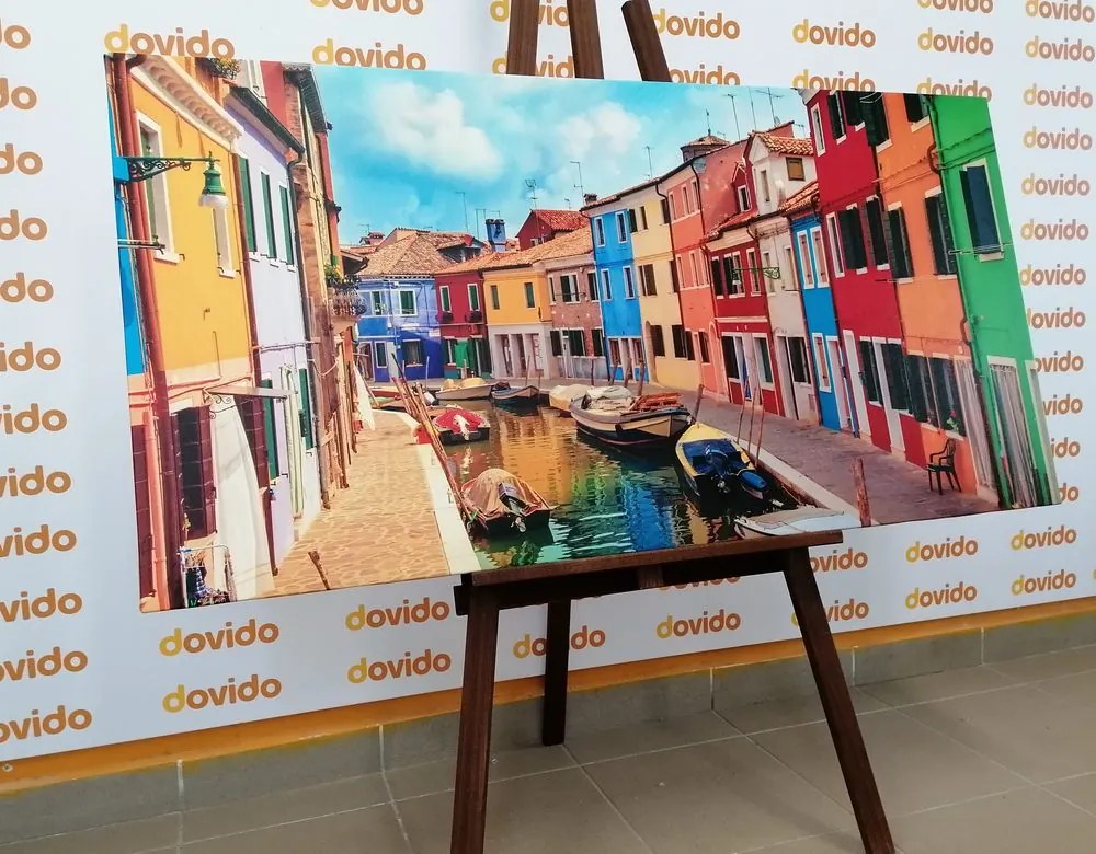 Stampa su tela – Case pastello in città
