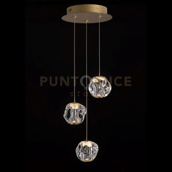 Lampada a sospensione ciottolo 3 luci , acrilico trasparente, monta...