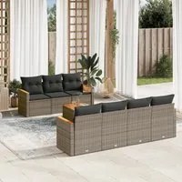 Set Divano da Giardino 8 pz con Cuscini Grigio in Polyrattan 3225808