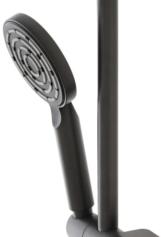 Saliscendi doccia 70 cm regolabile con doccetta tonda in ABS nero opaco Hidra