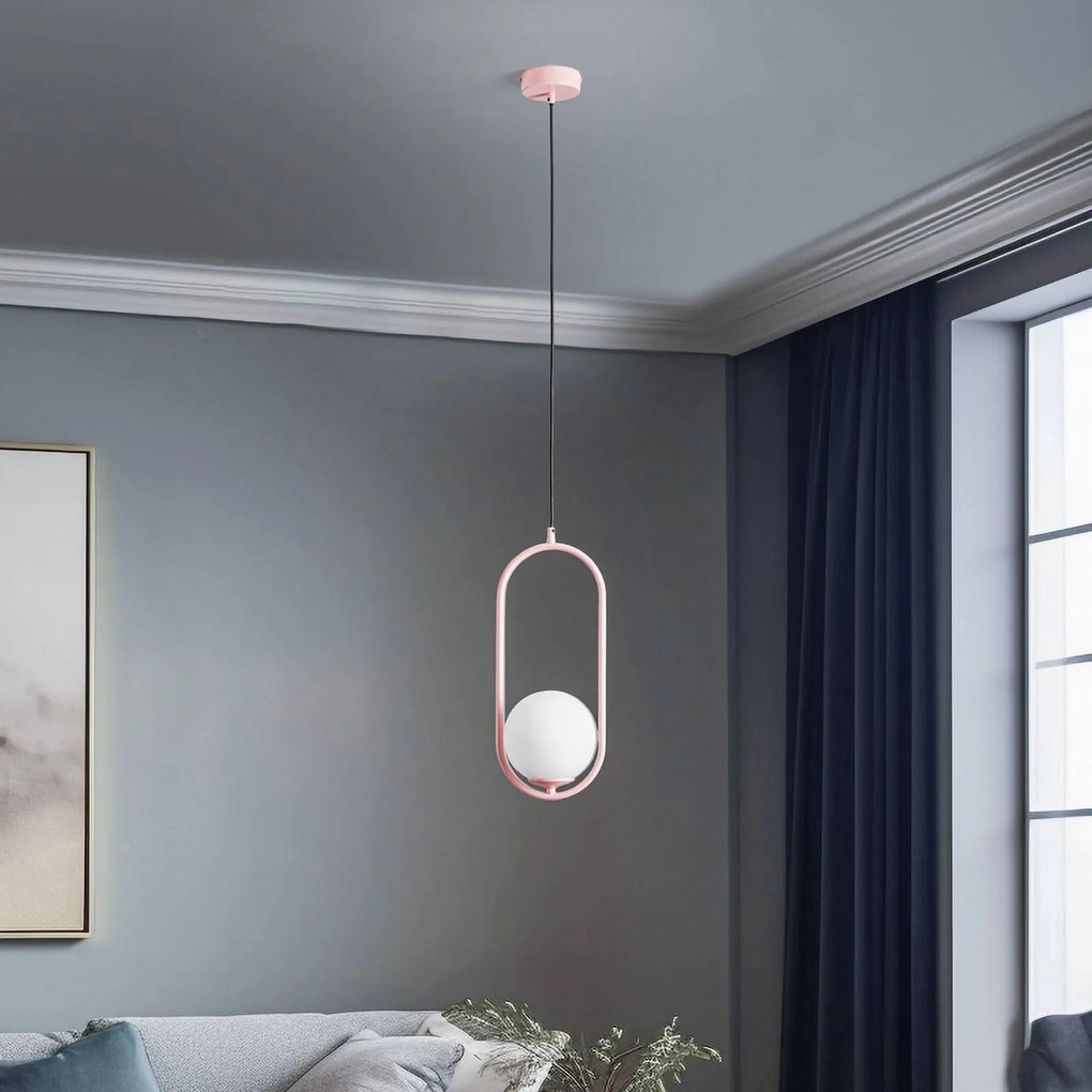Jupiter Lampada a sospensione Samba, 1 luce, rosa/bianco