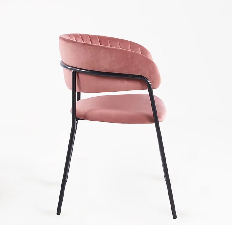 Sedia Moniel Black Velluto - Rosa