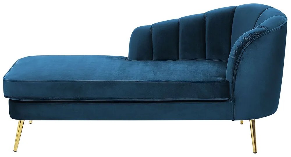 Chaise longue velluto blu marino destra ALLIER Beliani
