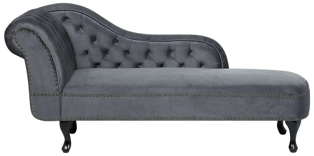 Chaise longue sinistra in velluto grigio NIMES Beliani