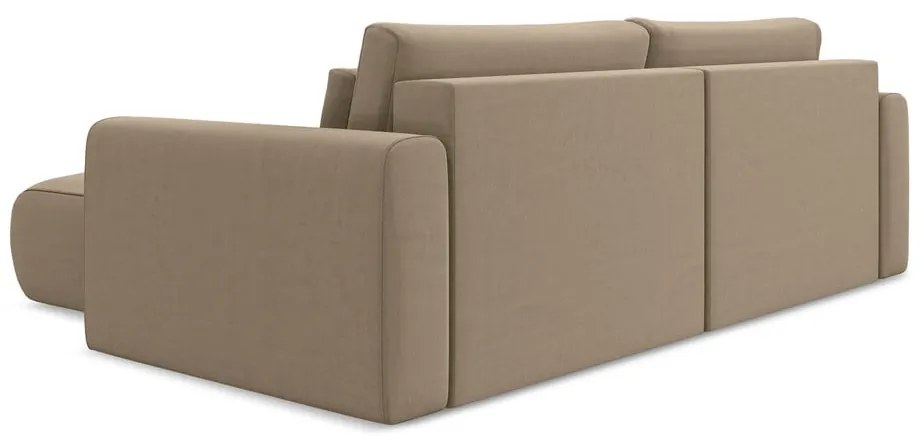 Divano angolare marrone chiaro allungabile/con contenitore (con penisola a destra/con chaise lounge) con rivestimento in velluto Kapua – Makamii