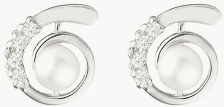 Orecchini in oro bianco con perla e zirconia Me'