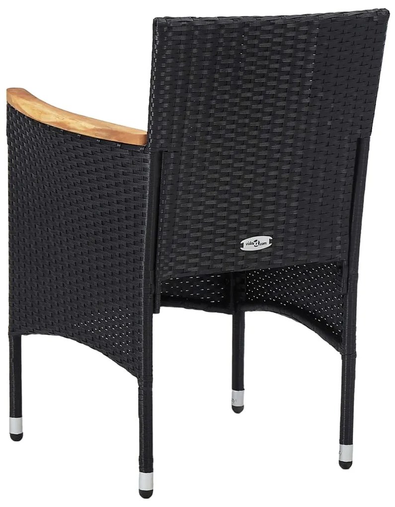 Set pranzo da giardino 5pz in polyrattan e vetro temperato nero