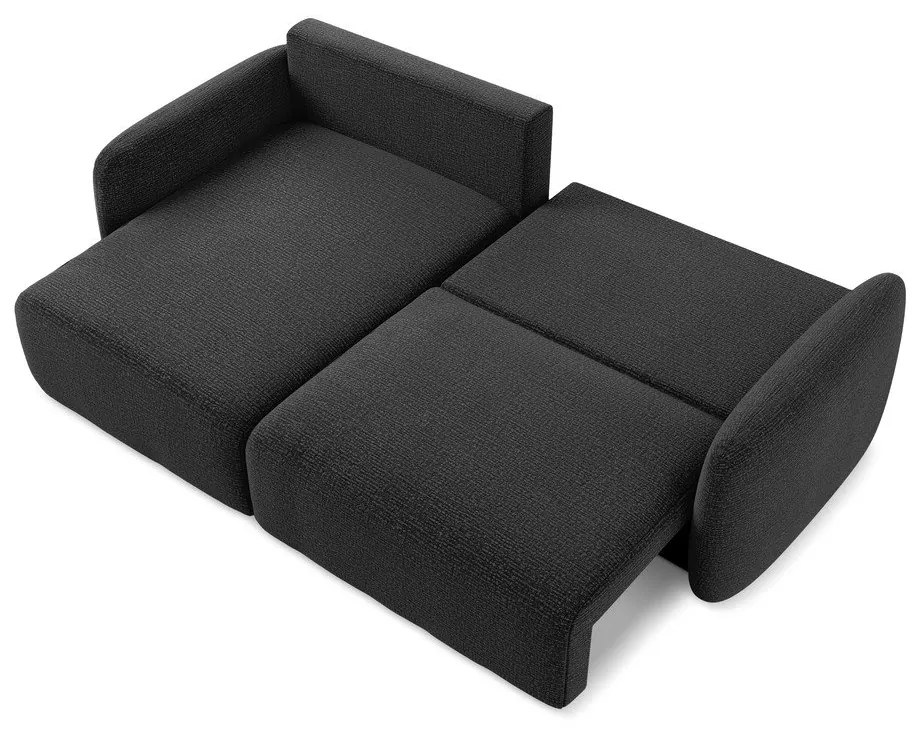 Divano angolare nero allungabile/con contenitore (con penisola a sinistra) Kalena – Makamii