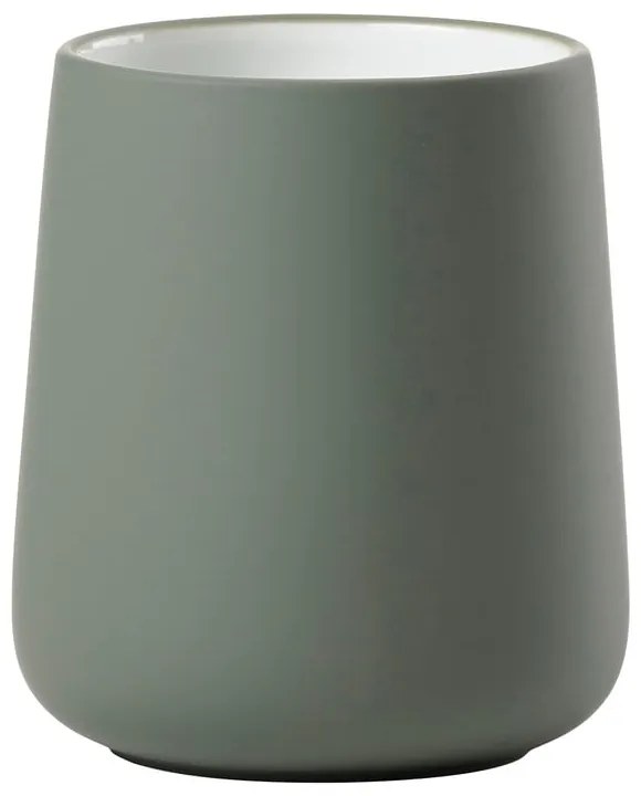 Tazza in porcellana verde per spazzolini da denti Nova - Zone