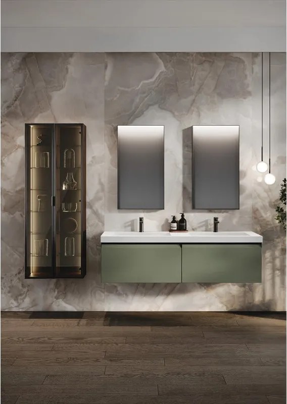 Mobile da bagno sospeso sotto lavabo L 79.5 x H 40 x P 45.5 cm verde salvia opaco, 1 cassetto Fusion