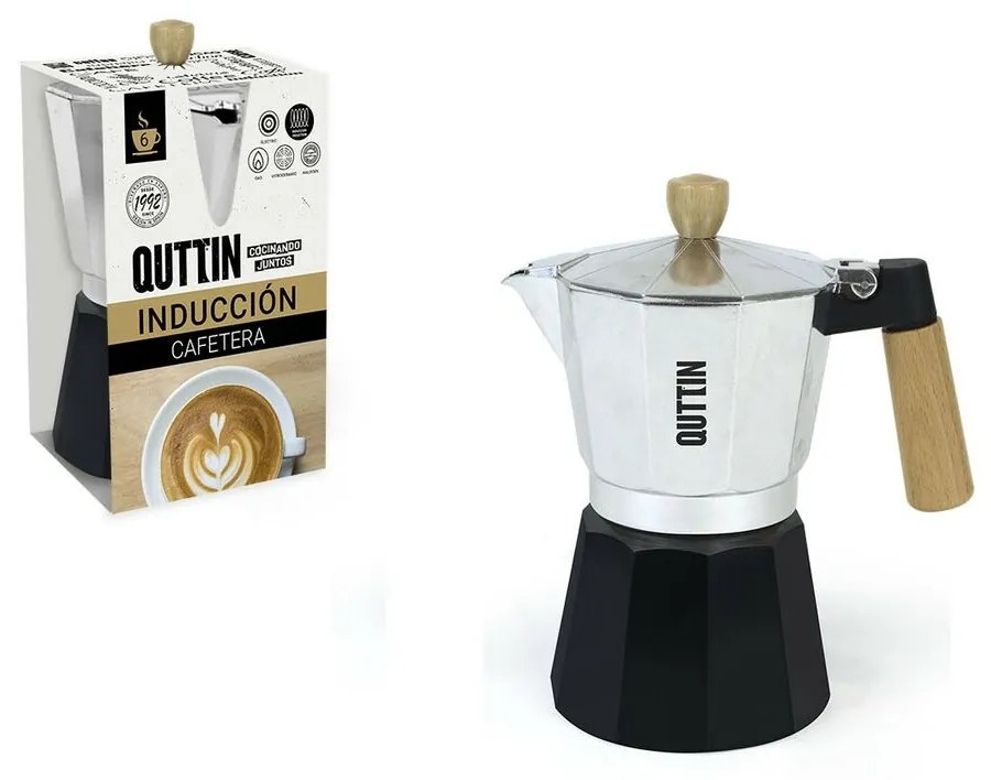 Caffettiera Italiana Quttin Legno Alluminio 6 Tazze