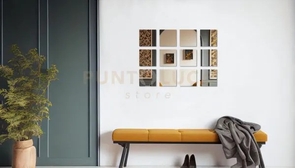 Larissa set di 12 piastrelle a specchio adesive 15x15cm