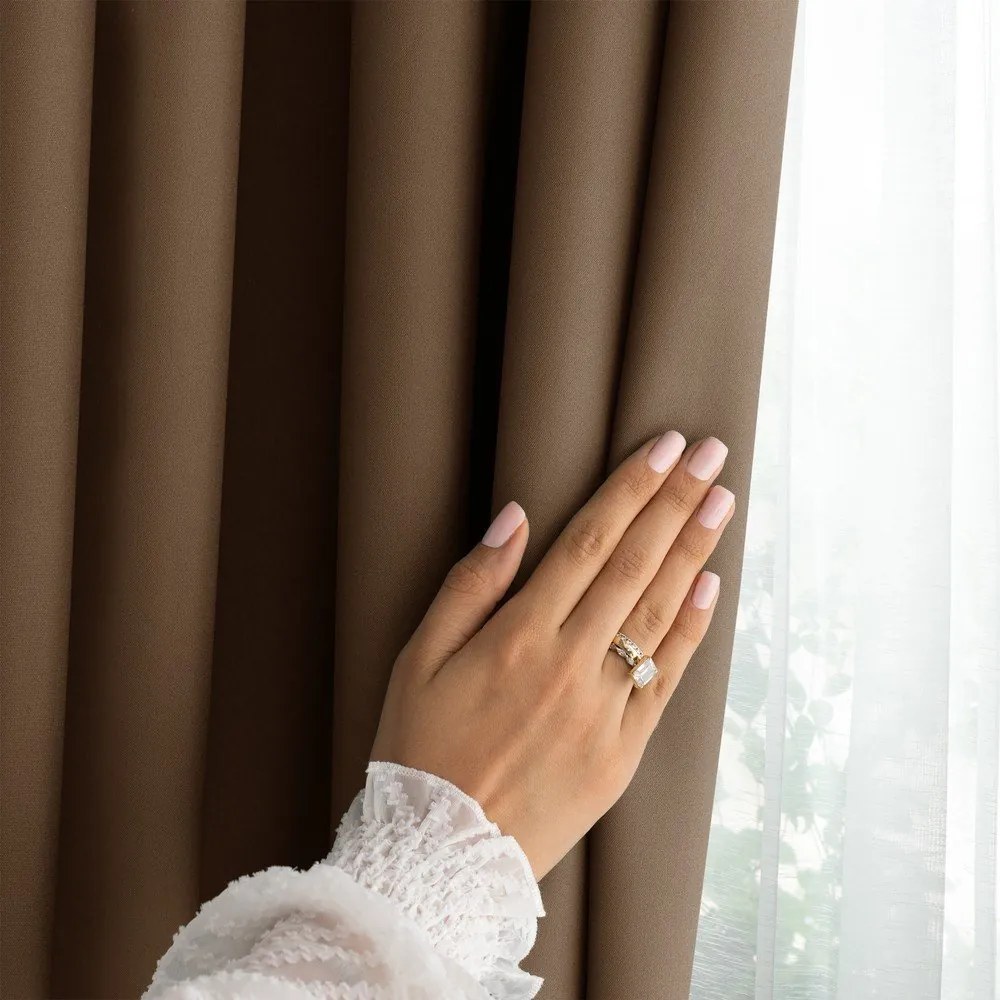 Tenda parzialmente oscurante marrone 140x250 cm Carli Tie – Restilo