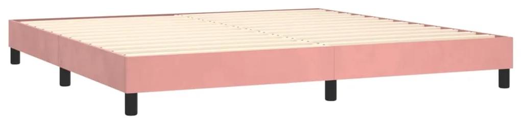 Giroletto a molle con materasso rosa 200x200 cm in velluto