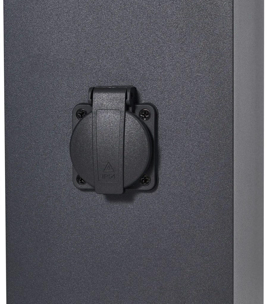 Lampada da terra moderna da esterno nera 80 cm con presa IP44 - Charlois