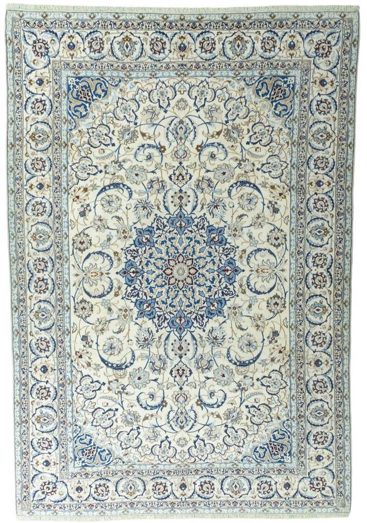 Nain Tappeto 370x250 Beige (Iran) Annodato A Mano