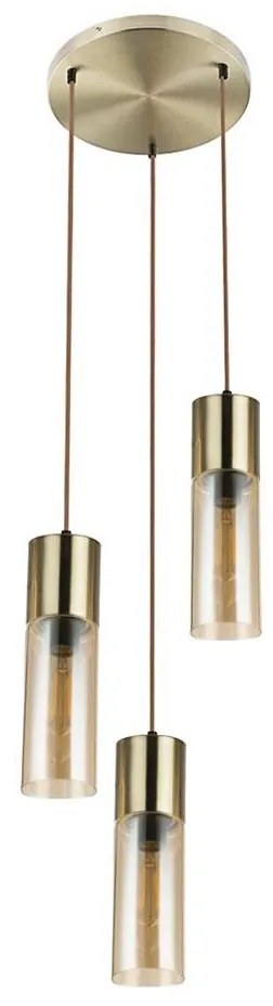 Globo 21000-3HM - Lampadario a sospensione con filo ANNIKA 3xE27/25W/230V diametro 30 cm ottone