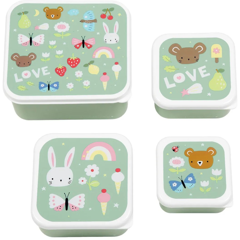 A Little Lovely Company - set di quattro scatole merenda - allegria
