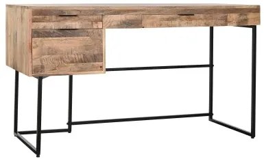 Scrivania DKD Home Decor Nero Naturale Metallo Legno di mango 150 x 60 x 85 cm