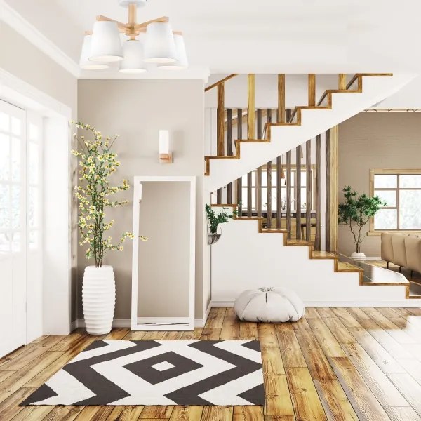 Plafoniera ELLIE 5xE27/60W/230V bianco/rovere