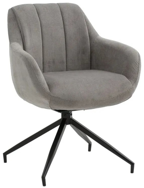 Set di poltroncine girevoli STONESTOWN in tessuto grigio e gambe in metallo nero, con braccioli