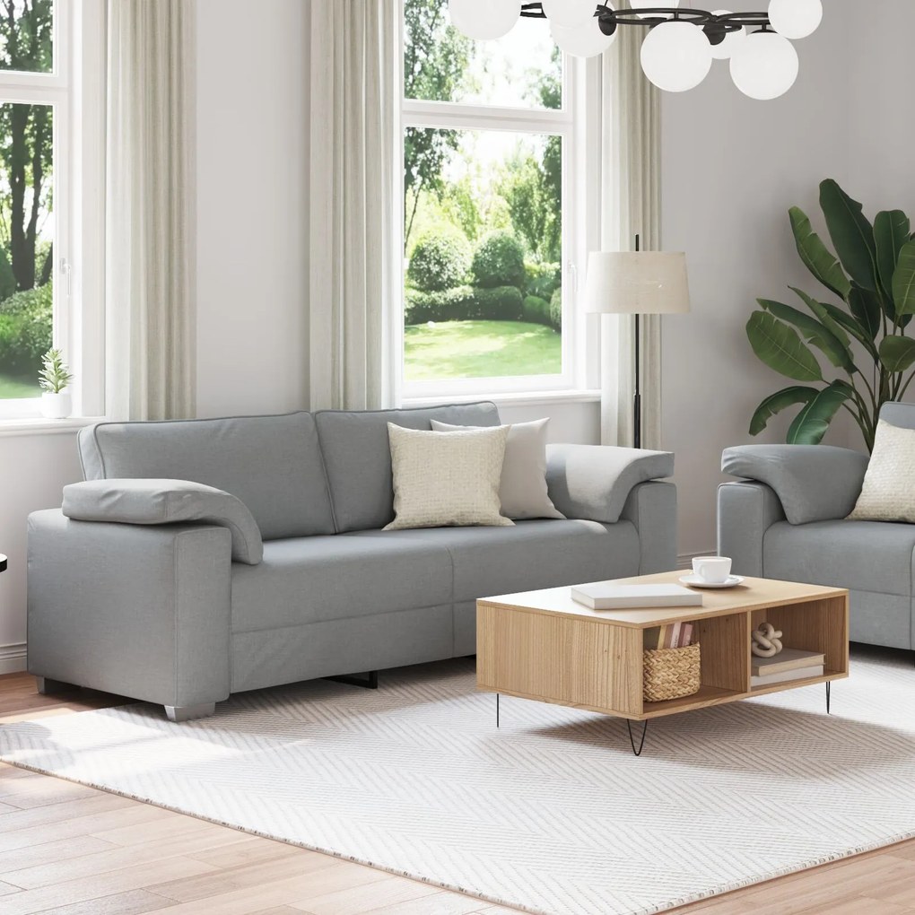 Set di divani a 2 pezzi con cuscini in tessuto grigio chiaro