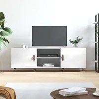 Mobile Porta TV Bianco Lucido 150x30x50 cm in Legno Multistrato 829070