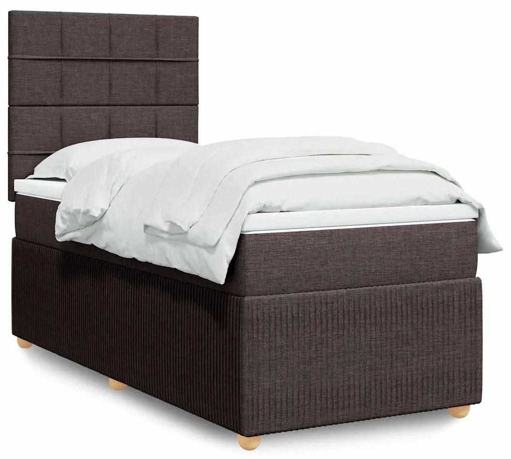 Giroletto A Molle Con Materasso Marrone Scuro 90x200 Cm Tessuto /