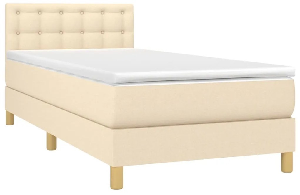 Giroletto a molle con materasso crema 100x200 cm in tessuto