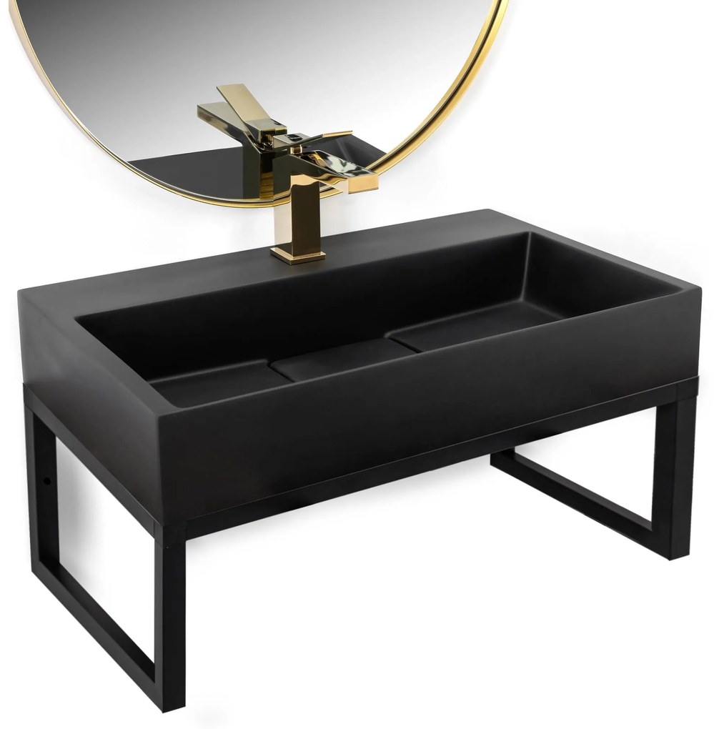 Lavabo in conglomerato GOYA BLACK MAT60CM + TELAIO