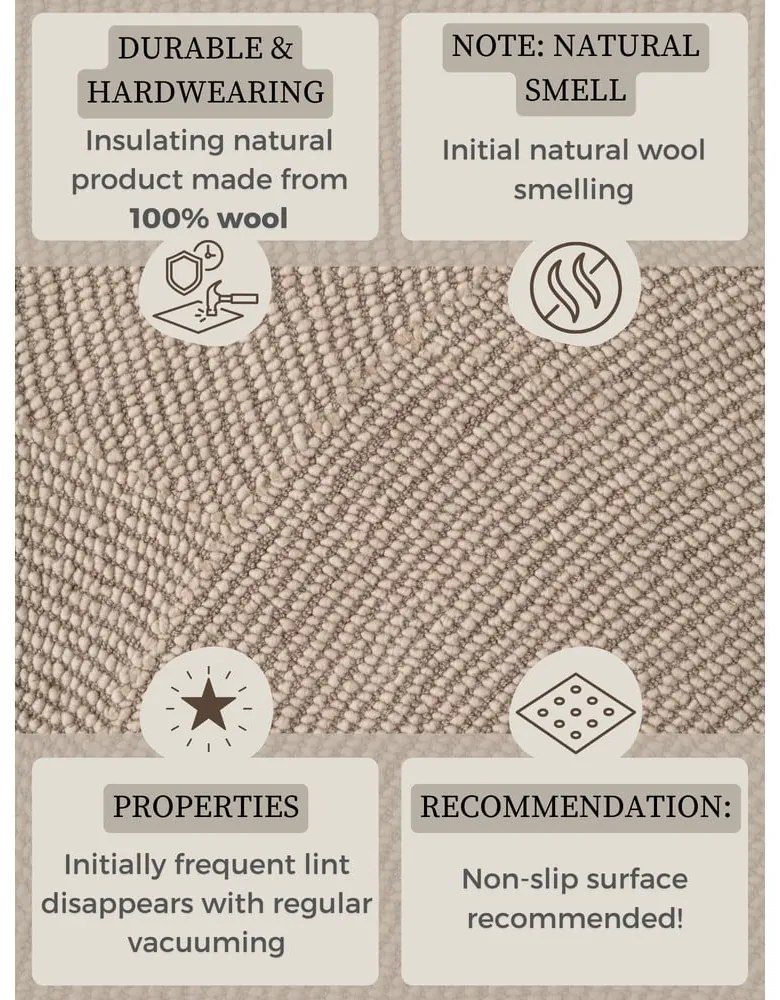 Tappeto beige in lana tessuto a mano 160x230 cm Eleni Light Beige – Hanse Home