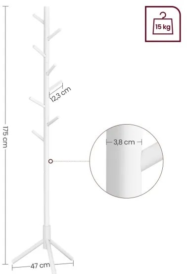 Appendiabiti da terra LINEA, bianco