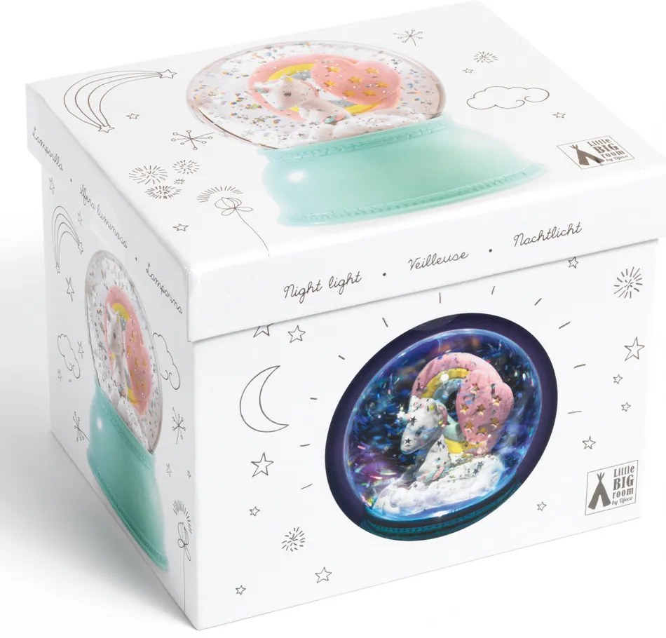 Luce notturna a forma di palla di neve - unicorno