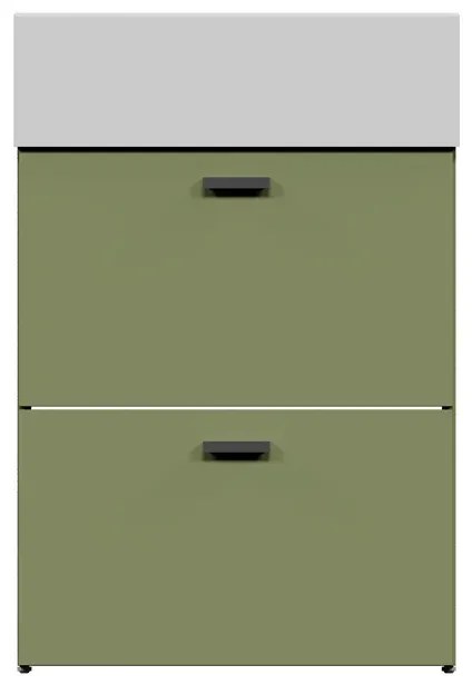 Mobile da bagno sotto lavabo Nobu verde opaco L 59 x H 71 x P 49 cm 2 ante, lavabo non incluso