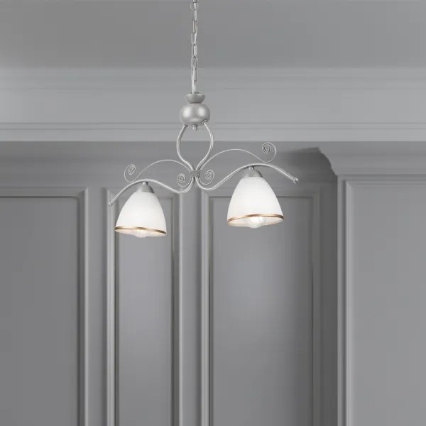 Lampadario a sospensione con catena RETRO 2xE27/60W/230V argento