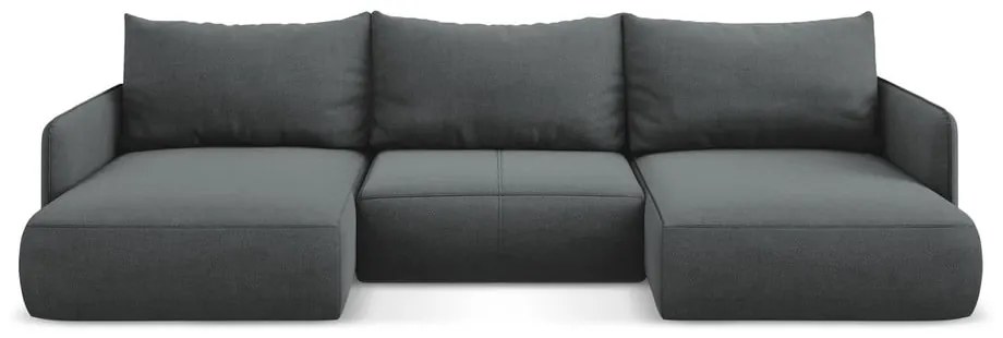 Divano angolare grigio allungabile/con contenitore Nanea – Makamii