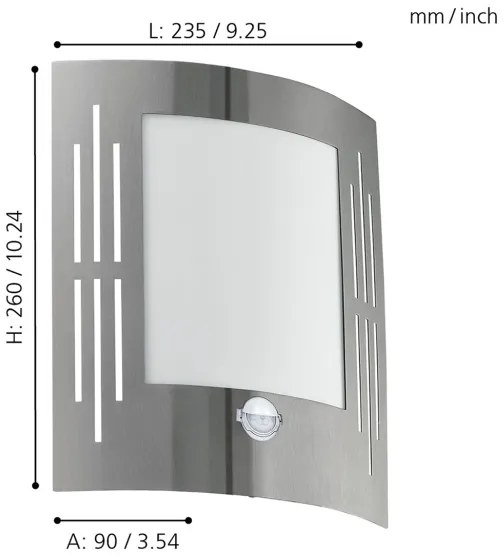EGLO 88144 - Applique da esterno con sensore CITY 1xE27/15W