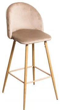 Sgabello alto in velluto (77 cm) Kana Marrone Grano & Legno naturale - Sklum